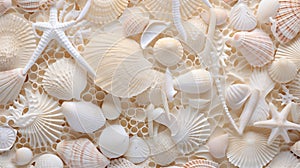 The bas-relief is filled with beautiful seashells.AI Generated