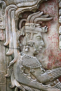 Bas-relief of the mayan king Pakal in Palenque