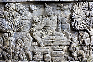 Bas-Relief at Mendut Temple, Indonesia