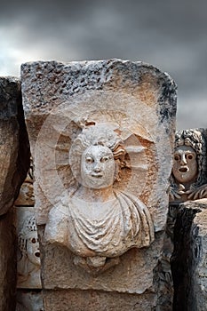 Bas-relief in the Myra ancient city. Turkey. Antalya Province.