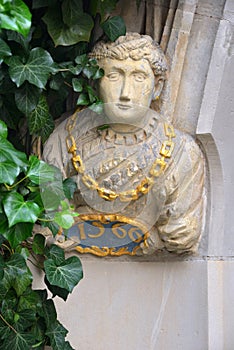 Bas-relief of mythical character on old house, Gorlitz GÃ¶rlitz,  Germany