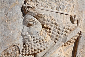 Bas-relief of Persian soldier from Persepolis, Ira photo