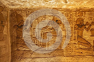 Bas relief of Ramesses II and Seth photo