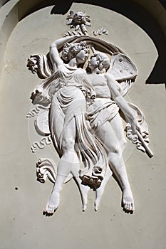 Bas-relief representing two nymphs of the woods
