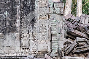 Bas-relief sculpture at Prasat Bayon, Cambodia photo