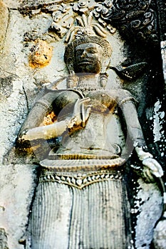 Bas-relief stone carving, Angkor Wat, Siem Reap, Cambodia