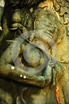 Bas-relief stone carving, Angkor Wat, Siem Reap, Cambodia