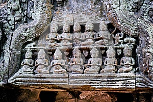 Bas-relief stone carving, Angkor Wat, Siem Reap, Cambodia