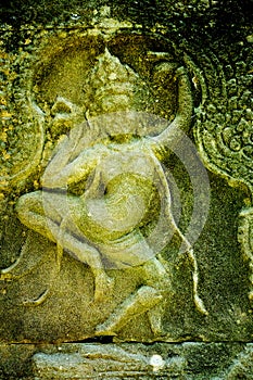 Bas-relief stone carving, Angkor Wat, Siem Reap, Cambodia