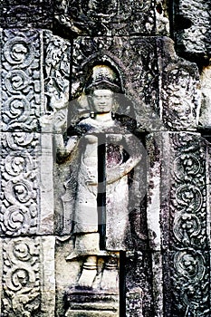 Bas-relief stone carving, Angkor Wat, Siem Reap, Cambodia