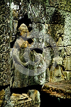 Bas-relief stone carving, Angkor Wat, Siem Reap, Cambodia