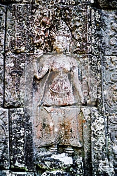 Bas-relief stone carving, Angkor Wat, Siem Reap, Cambodia