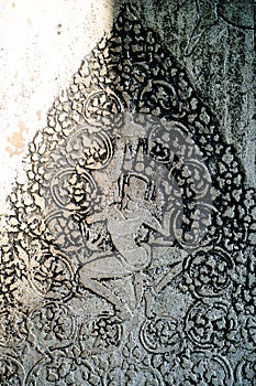 Bas-relief stone carving, Angkor Wat, Siem Reap, Cambodia