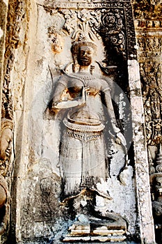 Bas-relief stone carving, Angkor Wat, Siem Reap, Cambodia