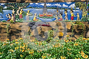Bas-relief in temple complex Pura Ulun Danu Beratan