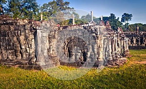 Bas-relief at Terrace of the Elephants . Siem Reap. Cambodia