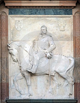 Bas-relief of Umberto Primo on Sforza Castle in Milan