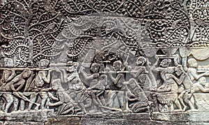 Bas Relief Wall In Cambodia