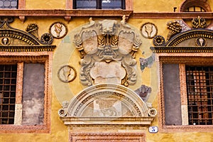 Bas-relief on the wall of Palazzo Ragione in Piazza dei Signori in Verona