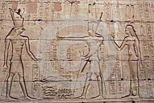 Bas-Relief on the wall - Temple of Edfu - Egypt photo