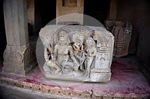 Bas reliefes in Hindu temple. Sri Ranganathaswamy Temple. photo