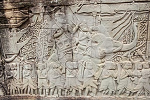 Bas-reliefs at Angkor Thom, Cambodia