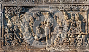 Bas-reliefs of Borobudur temple, Java, Indonesia