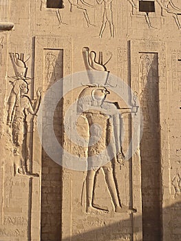 Bas reliefs on Edfu temple - god Edfu photo