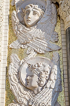 Bas-reliefs on the facade of the Naval Cathedral in Kronstadt