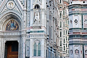 Bas-reliefs of the Florence Cathedral in Italy photo