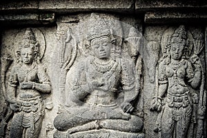 Bas-reliefs of Prambanan temple, Java, Indonesia photo