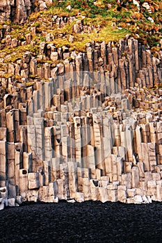 Basalt columns of  the Black-Sand beach of Reynisfjara, Iceland