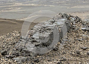 Basalt columns formation in Askja, Highlands of Iceland, Europe