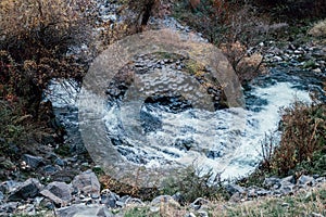 Basalt columns in Garni Gorge. Armenia.