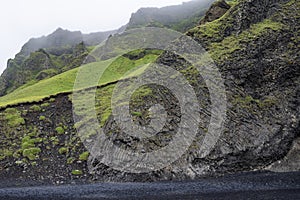 basalt columns and hexagonal pillars near Svartifoss waterfall in Iceland