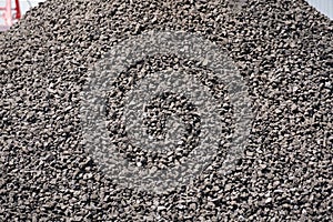 Basalt, diabase or granite are well suited for railway construction, photographed in spring