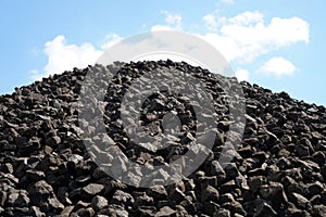 Basalt, diabase or granite are well suited for railway construction, photographed in spring