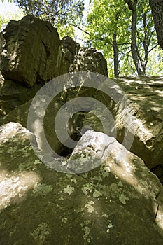 Basalt outcrop from ancient volcanoes in Meriden, Connecticut.