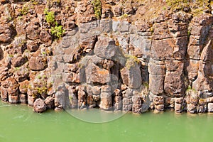 Basalt rock columns of Miles Canyon Yukon Canada