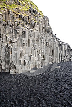 Basalt stone columns and black sand beach, Reynisfjara, Iceland