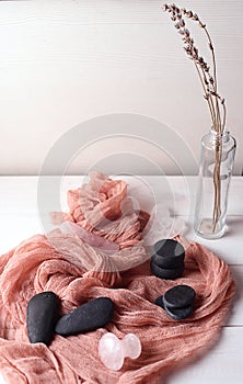 Basalt stones for stone massage and gua sha rose quartz scrapers