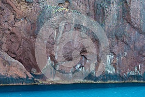 Basaltic wall of the coastal cliff