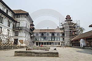 Basantapur Durbar after major earthquake in 2015 and reconstruction is on going, Kathmandu Durbar Square, Nepal