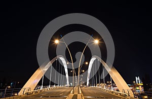 Basarab bridge in the night in Bucharest city