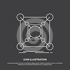 Base, center, connection, data, hub Icon. Line vector symbol for UI and UX, website or mobile application