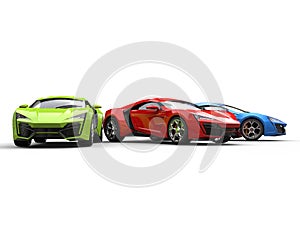 Base colors sportscars isolated on white background