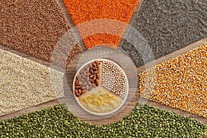 The base for a healthy diversified diet - grains, seeds, cereals and nuts