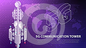 Base Mobile network technology 5G communication antenna tower background