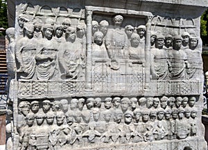 The base of the Obelisk of Theodosius at Istanbul in Turkey.