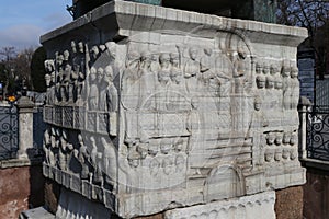 Base of the Obelisk of Theodosius in Istanbul, Turkey